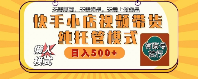 快手小店托管代运营，无需剪辑，无需选品，无需上传作品，全程无需操作，轻松月入5k+【揭秘】-精品虚拟资源库
