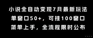 小说全自动变现7月玩法,单窗口50+,可挂100窗口,简单上手,全流程限时公布【揭秘】-精品虚拟资源库