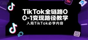 TikTok全链路0-1变现路径教学，入局TikTok必学内容-精品虚拟资源库
