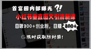 首富圈内部曝光小红书垂直图文引流新课，日吸300+创业粉，日入8张+，限时获取防封禁-精品虚拟资源库