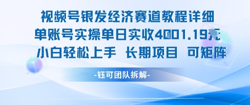 视频号银发经济赛道单账号实操单日实收1k+，小白轻松上手长期项目-精品虚拟资源库