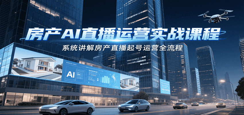 房产AI直播运营实战课程，系统讲解房产直播起号运营全流程-精品虚拟资源库