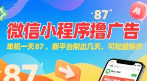 微信小程序看广告，单机一天87，新平台刚出几天，可批量操作，日入5张-精品虚拟资源库