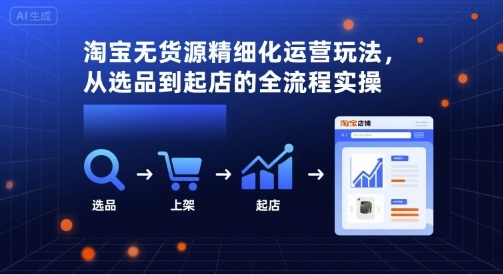 淘宝无货源精细化运营玩法，从选品到起店的全流程实操-精品虚拟资源库