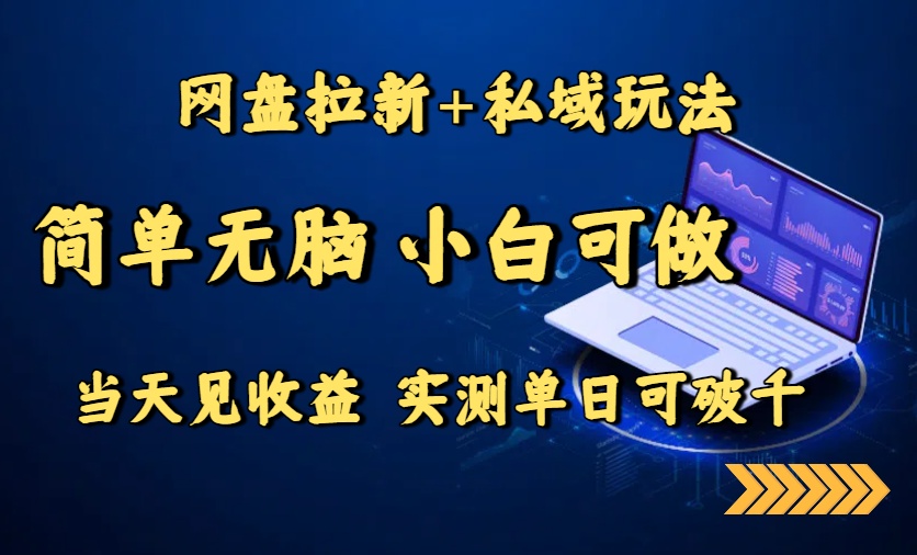 网盘拉新+私域玩法，简单无脑，小白可做，当天见收益，实测单日可破千-精品虚拟资源库