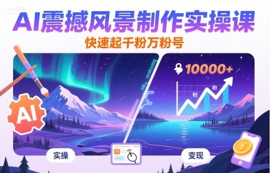 AI震撼风景制作实操课，快速起千粉万粉号-精品虚拟资源库