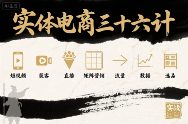 实体电商三十六计，短视频-获客-直播-矩阵营销-流量-数据-选品-精品虚拟资源库