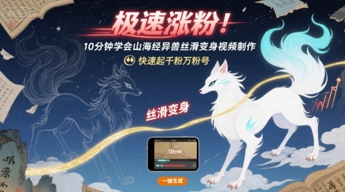 极速涨粉！10分钟学会山海经异兽丝滑变身视频制作，快速起千粉万粉号-精品虚拟资源库