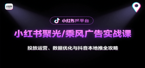 小红书聚光/乘风广告实战课:投放运营、数据优化与抖音本地推全攻略-精品虚拟资源库