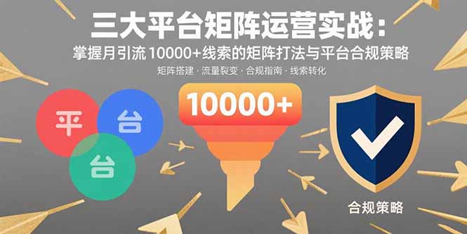 三大平台矩阵运营实战：掌握月引流10000+线索的矩阵打法与平台合规策略-精品虚拟资源库