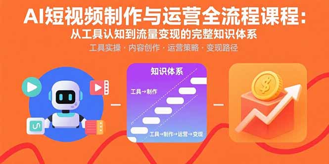AI短视频制作与运营全流程课程：从工具认知到流量变现的完整知识体系-精品虚拟资源库