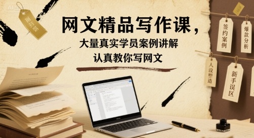 网文精品写作课，大量真实学员案例讲解，认真教你写网文-精品虚拟资源库