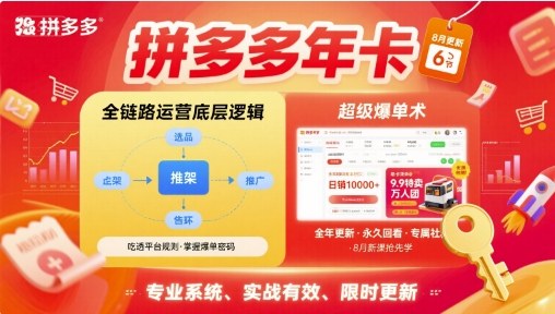 拼多多年卡【8月更新6节】拼多多全链路运营底层逻辑，超级爆单术-精品虚拟资源库