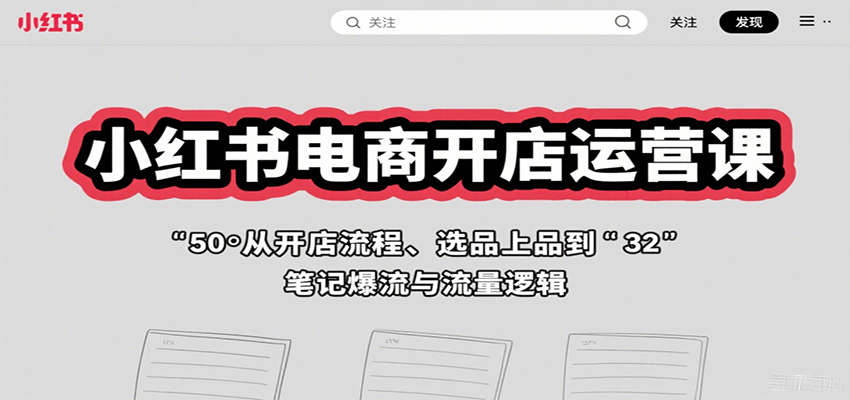 小红书电商开店运营课：从开店流程、选品上品到笔记爆流与流量逻辑-精品虚拟资源库