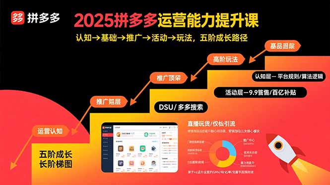 2025拼多多运营能力提升课：认知→基础→推广→活动→玩法，五阶成长路径-精品虚拟资源库