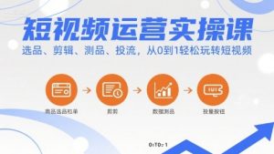 短视频运营实操课，选品、剪辑、测品、投流，从0到1轻松玩转短视频-精品虚拟资源库