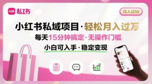 小红书私域项目 月入过W非常轻松 每天15分钟即可搞定，无任何操作门槛，小白可入手-精品虚拟资源库