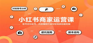 小红书商家运营课，账号定位起号、内容爆款打造与短视频拍摄剪辑-精品虚拟资源库
