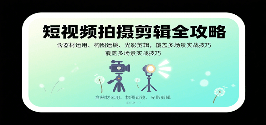 短视频拍摄剪辑全攻略：含器材运用、构图运镜、光影剪辑，覆盖多场景实战技巧-精品虚拟资源库