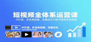 短视频全体系运营课:IP打造、多品类拍摄、流量优化与账号盈利实战指南-精品虚拟资源库