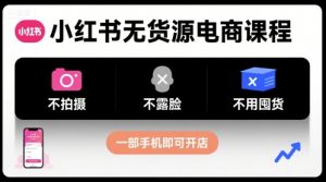 小红书无货源电商课程，不拍摄不露脸不用囤货，一部手机即可开店-精品虚拟资源库