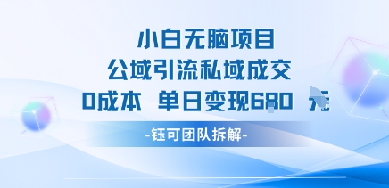 小白无脑项目公域引流私域成交0成本单日变现680米-精品虚拟资源库