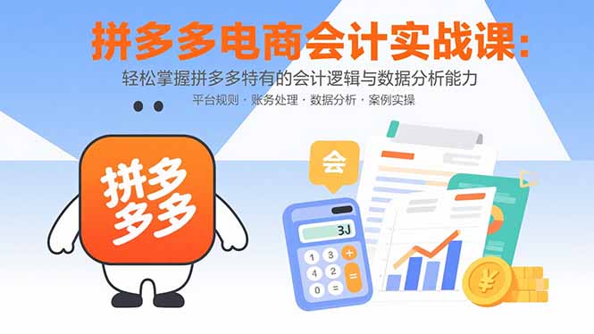 拼多多电商会计实战课：轻松掌握拼多多特有的会计逻辑与数据分析能力-精品虚拟资源库