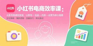 小红书电商效率课：从账号搭建到变现，以养号-选品-内容-运营为核心链路-精品虚拟资源库