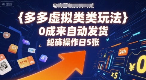 多多虚拟类目玩法，0成本全自动发货，矩阵操作日5张-精品虚拟资源库