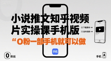 小说推文知乎视频图片实操课手机版，0粉一部手机就可以做-精品虚拟资源库