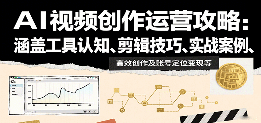 AI视频创作运营攻略：涵盖工具认知、剪辑技巧、实战案例、高效创作及账号定位变现等-精品虚拟资源库