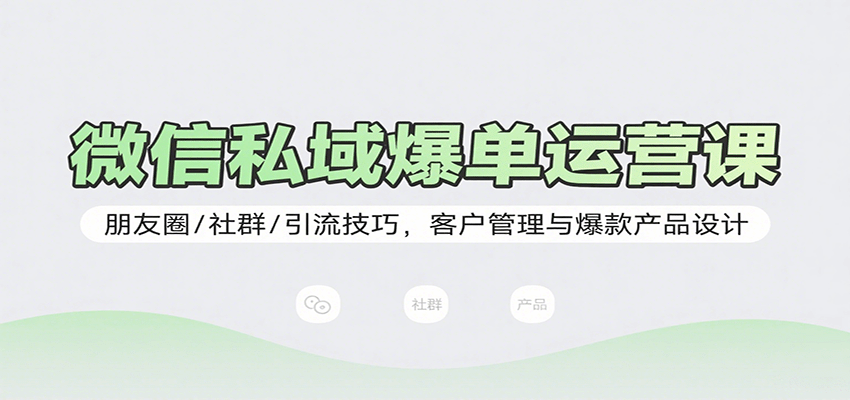 微信私域爆单运营课：朋友圈/社群/引流技巧，客户管理与爆款产品设计-精品虚拟资源库
