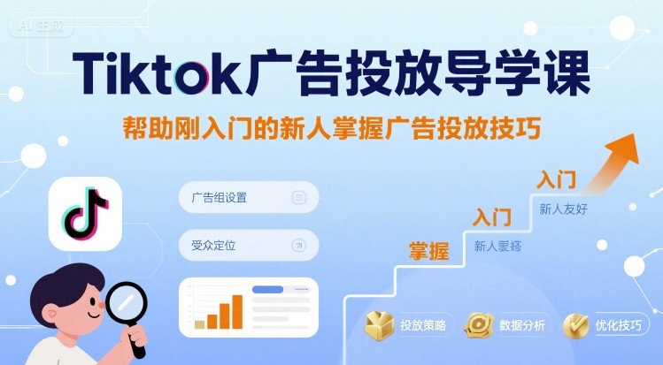Tiktok广告投放导学课，帮助刚入门的新人掌握广告投放技巧-精品虚拟资源库