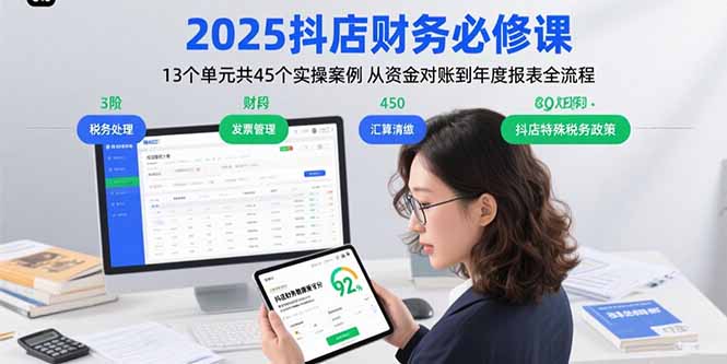 2025抖店财务必修课：13个单元共45个实操案例 从资金对账到年度报表全流程-精品虚拟资源库