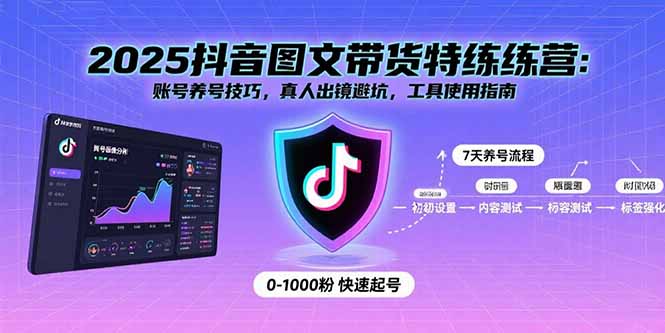 2025抖音图文带货特练营：账号养号技巧，真人出镜避坑，工具使用指南-精品虚拟资源库