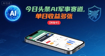 今日头条AI军事赛道，单日收益多张 ，手机可做【附指令】-精品虚拟资源库