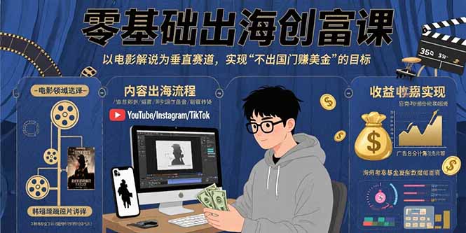 零基础出海创富课：以电影解说为垂直赛道，实现不出国门赚美金的目标-精品虚拟资源库