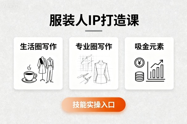 服装人IP打造课，文案创富+生活圈写作+专业圈写作+服装人专属+吸金元素+技能实操-精品虚拟资源库