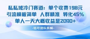私域冷门赛道单个收费198米引流模板简单人群精准 45%的转化率单人一天大概收益多张-精品虚拟资源库