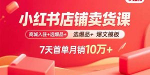 小红书店铺卖货课:商城入驻+选爆品+爆文模板,7天首单月销10万+-精品虚拟资源库