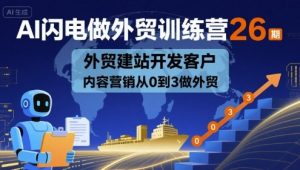 AI闪电做外贸训练营26期，外贸建站开发客户内容营销从0到3做外贸-精品虚拟资源库