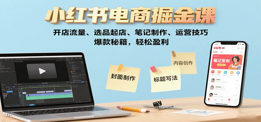 小红书电商掘金课：开店流量、选品起店、笔记制作、运营技巧，爆款秘籍，轻松盈利-精品虚拟资源库