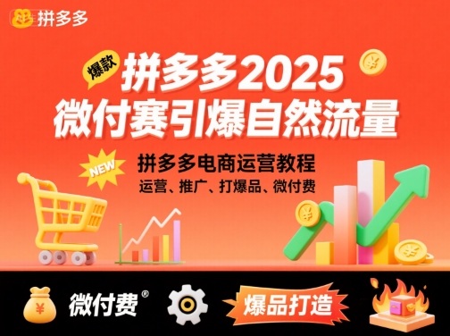 拼多多2025微付赛引爆自然流量，拼多多电商运营教程，运营、推广、打爆品、微付费-精品虚拟资源库