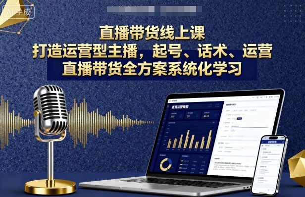 直播带货线上课，打造运营型主播，起号、话术、运营，直播带货全方案系统化学习-精品虚拟资源库