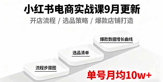小红书电商实战课9月更新，开店流程/选品策略/爆款店铺打造，单号月均10w+-精品虚拟资源库
