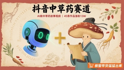 抖音中草药赛道，用AI做中草药故事视频，45条作品涨粉13W，橱窗带货猛猛出单-精品虚拟资源库