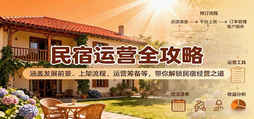 民宿运营全攻略：涵盖发展前景、上架流程、运营筹备等，带你解锁民宿经营之道-精品虚拟资源库
