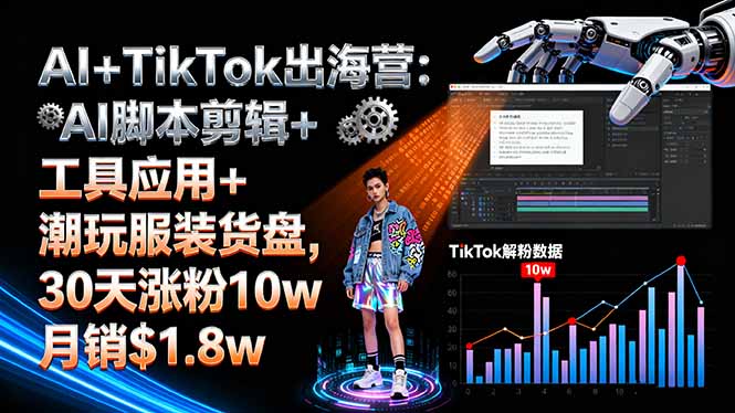 AI+TikTok出海营:AI脚本剪辑+工具应用+潮玩服装货盘,30天涨粉10w月销$1.8w-精品虚拟资源库
