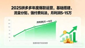 2025拼多多年度爆款运营,基础搭建、流量分配、强付费玩法,月利润5-15万-精品虚拟资源库