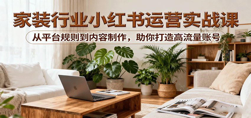 小红书家装行业运营实战课：从平台规则到内容制作，助你打造高流量账号-精品虚拟资源库